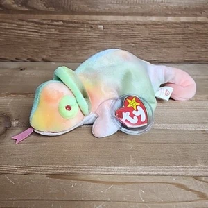 TY Beanie Baby - RAINBOW the Chameleon (tye-dyed) W/Tags - Picture 1 of 4