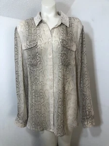 Old Navy New Womens XXL Long Sleeved Blouse Beige Snakeskin Print Lightweight - Picture 1 of 7