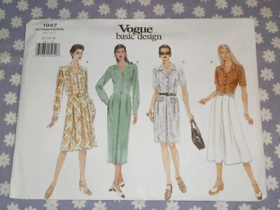 VOGUE 1947 MISSES PETITE EASY BASIC DESIGN  DRESSES PATTERN-UNCUT-12-14-16- - Image 1 of 3