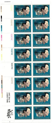 US Stamps Scott #1485 Pane of 16 (8 cents)  Robinson Jeffers- Tagged - Image 1 of 2