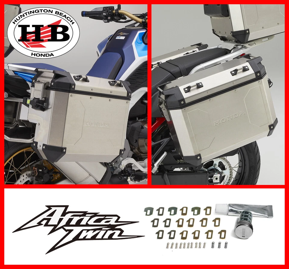 NEW HONDA OEM LEFT & RIGHT PANNIER CASE ALUMINUM 2020 2021 2022 2024 AFRICA TWIN - Image 1 of 1