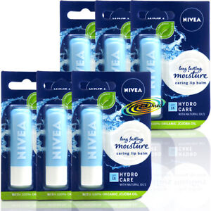 6x Nivea Hydro Care Caring Long Lasting Hydrating Moisturising Lip Balm 4.8g