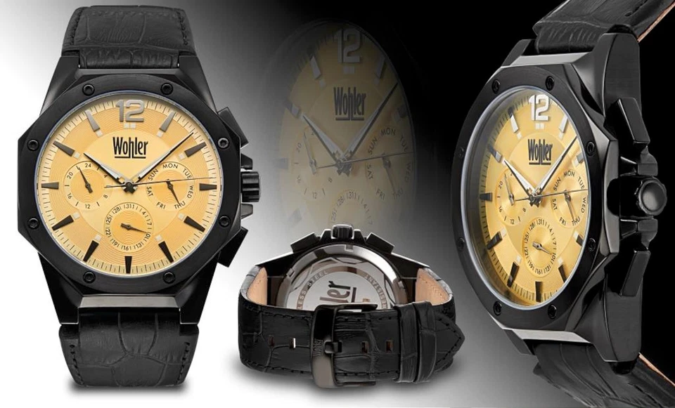NUEVO Reloj Wohler 1295M Christoph Series Multifunción Cuero Fecha Off White Foto 1 de 1