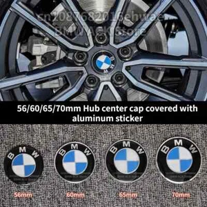 4PCS 56mm 60mm 65mm 70mm for BMW Car Wheel Hub Center Cap Aluminum Sticker - Picture 1 of 18