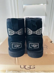 NIB UGG Australia Classic Mini Swarovski Crystal Bow Booties size 5 /35 - Picture 1 of 14