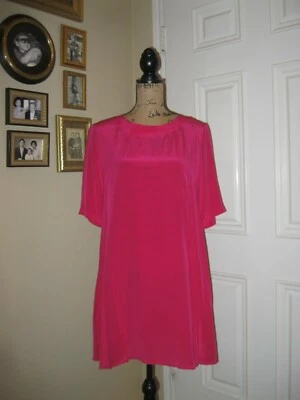 TOPSHOP ярко розовый шелк креп трапециевидный платье ~ SZ 10 - Изображение 1 из 4