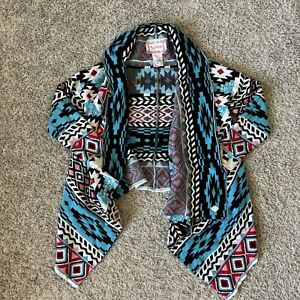 American Girl Berforever Sweater Girls M/L Western Aztec Open Cardigan