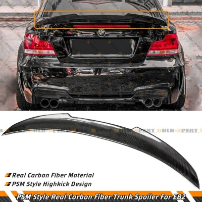 For 2007-13 BMW E82 125i 135i 1M PSM Style Real Carbon Fiber Trunk Spoiler Wing - Image 1 of 4
