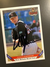 Minnesota Twins COLE JOHNSON autographed 2014 Grandstand New Britain Rock Cats
