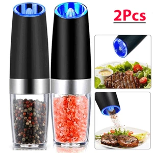 Gravity Electric Salt and Pepper Grinder set of 2, Automatic Salt Pepper Grinder - Picture 1 of 12