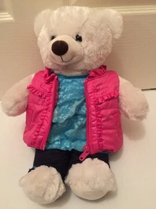 Build A Bear 15 Zoll weißer Plüschbär in Jeans mit Top und Weste - Bild 1 von 5