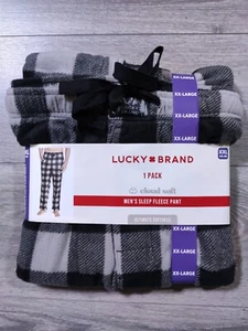 Lucky Brand Pajamas Adult 2XL Gray Plaid Cloud Fleece Lounge Pant PJs Mens - Picture 1 of 5