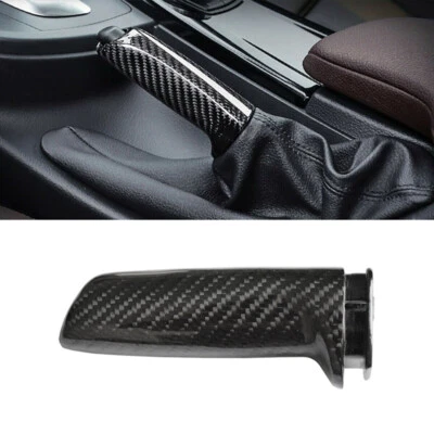 Tampa de freio de mão dianteiro de carro de fibra de carbono preta para BMW com freio de mão - Imagem 1 de 4