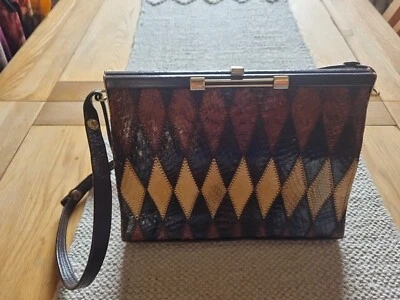 Vintage 1970's Mod JANE SHILTON Genuine Brown Handbag Adjustable Strap - Image 1 of 4