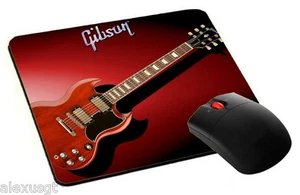 mouse pad, tappetino mouse GIBSON sg guitar rock music pc computer desktop - Photo 1/1