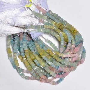 Natural Multi Aquamarine Gemstone Square Smooth Beads 4X4 5X5mm Strand 8" AB-487 - Picture 1 of 3