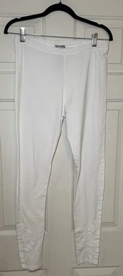 Leggings Johnny Was blancos con bordados en el lado exterior talla pequeña elásticos Foto 1 de 4