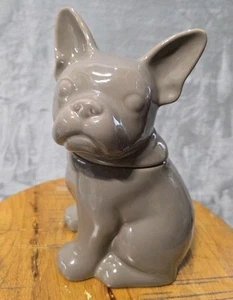 Threshold French Bulldog Gray Stoneware Treat Cookie Jar Container Frenchie - Picture 1 of 9