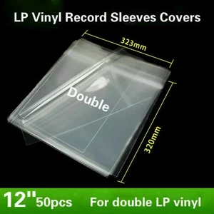 50x 12" Double LP Vinyl Record Sleeves Cover Album Outer Plastic Anti-Static Kit - Picture 1 of 3
