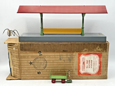 Gilbert American Flyer S калибр 586F придорожная станция с тележкой и оригинальной коробкой E + - Изображение 1 из 4