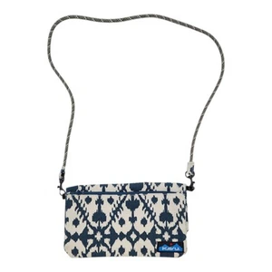 KAVU Cotton Canvas Crossbody Purse Casual Art Deco Detachable Strap Blue/Cream - Picture 1 of 9