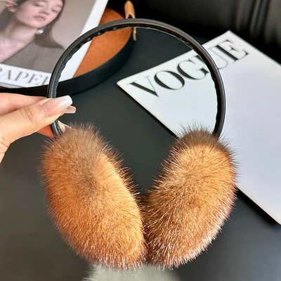全新 豪华 女式 冬季 温暖 100% 真水貂 头套 耳罩 耳罩 — 第 1/4 张图片