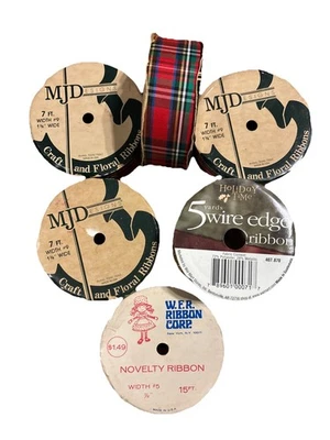 VTG MJD Designs & W.F.R Ribbon Corp  CHRISTMAS ribbon Lot  - Image 1 of 3