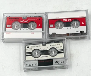 RadioShack and Sony Microcassette Tapes MC-60, Package of 3 - Picture 1 of 2