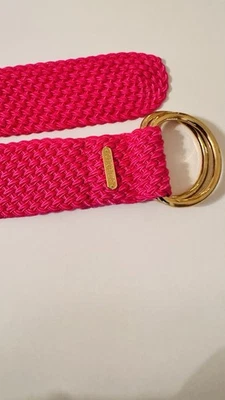 Ralph Lauren яркий розовый плетеный ремень с золотыми акцентами - Изображение 1 из 4