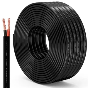 100FT 18 AWG 2 Conductor Stranded Wire Low Voltage PVC Cable Red Black Cord - Imagen 1 de 7
