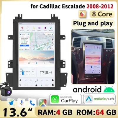13.6" Android 13 Car Radio GPS Stereo Tesla Screen For Cadillac Escalade 2007~14 Foto 1 de 4