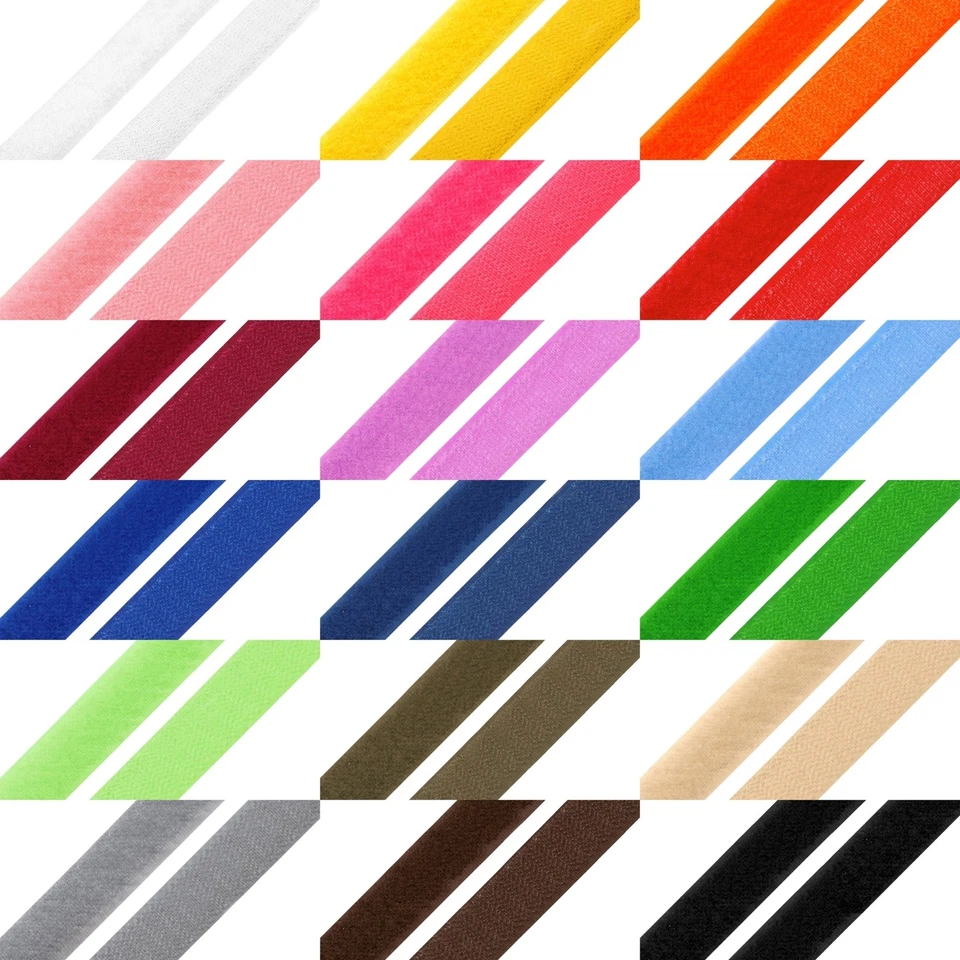 MARKENLOS 1m Klettverschluss Klettband Hakenband + Flauschband 20mm breit zum aufnähen