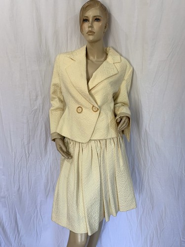 Gonna Christian Dior anni '90 2 pezzi in cotone giallo made in France taglia 40