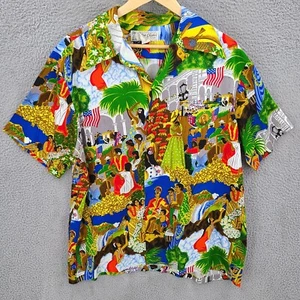 Vintage Waltah Clarkes Hawaiian Shirt Mens XL Eugene Savage 70s Loop Collar - Picture 1 of 7