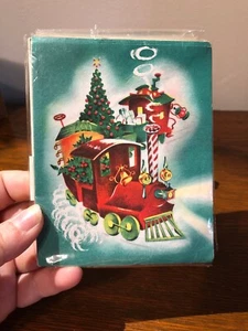 10 Vtg Norcross Christmas Greetings Cards Train New Still Shrink Wrapped! - Picture 1 of 2