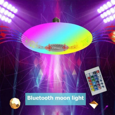 30W RGB Bluetooth Music Light Bulb Ceiling Lamp RC Colorful Home Decor + Remote - Изображение 1 из 4