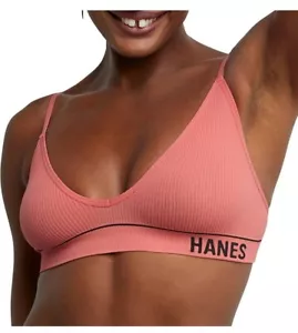 New Hanes Originals Women’s ComfortFlex Seamless Rib Triangle Bralette Large - Picture 1 of 5