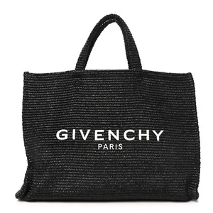 Excellent Givenchy Raffia Medium G Tote Black Hand Bag Authentic Pre-Owned - Picture 1 of 10