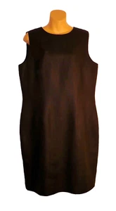 Talbots Sheath Dress Black Irish Linen Boat Neck Slveless Knee Length 14 New $98 - Picture 1 of 6