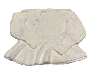 NEW Love Tree Chic Cozy Ivory Sweater Womens M Flare Waist Acrylic High Neck - Picture 1 of 8