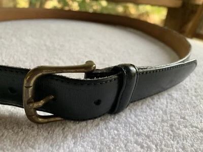 Cinturón de vestir Italia de cuero italiano fino de colección negro hebilla de latón macizo para hombre talla 44 Foto 1 de 4