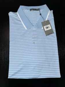 GFore Polo Shirt Men’s XXL Golf Blue White Striped Logo G/Fore BAJA - Picture 1 of 4