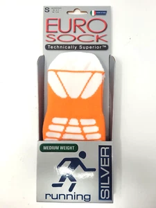 Eurosock Cross Quarter Running Socks (Size Small) Men 4-7 Women 5-8 Orange/White - Picture 1 of 4
