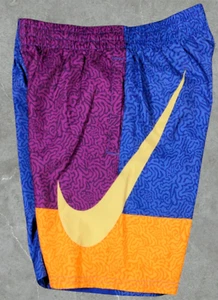 Nike Swim Trunks Blue Violet Volley Patchwork Board Shorts Boy's Large NWT - Picture 1 of 5