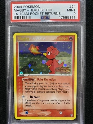 2004 Pokemon EX Team Rocket Returns Magby Reverse Foil 24/109 PSA 9 Mint - Image 1 of 2