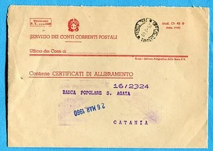 1960 Busta del SERV.C/C POSTALI ann.CATANIA (u256) - Imagen 1 de 1