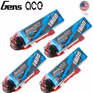 4X GensAce G-Tech 1800mAh 7.4V 45C 2S Lipo Battery T plug For RC Helicopter Plan - Picture 1 of 6