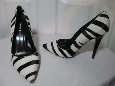 TAMARA MELLON ADDICTION ZEBRA PONY HAIR POINTED TOE PUMPS 39½ US 9 MADE IN ITALY - Image 1 of 4