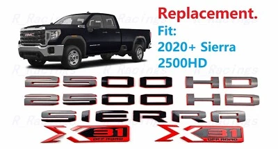 5 PIEZAS Puerta Negra Roja 2500HD Cama Sierra Trasera X31 Emblemas 2020-2025 Sierra 2500HD Foto 1 de 4