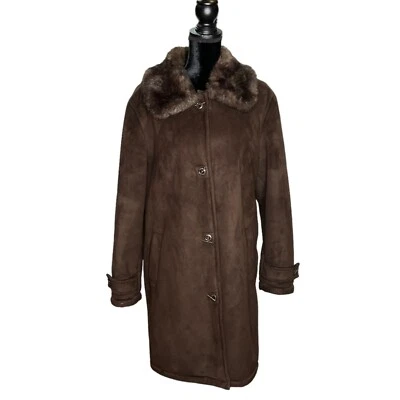 Chaqueta Donnybrook para mujer XL marrón oscuro imitación gamuza piel de oveja larga Foto 1 de 4